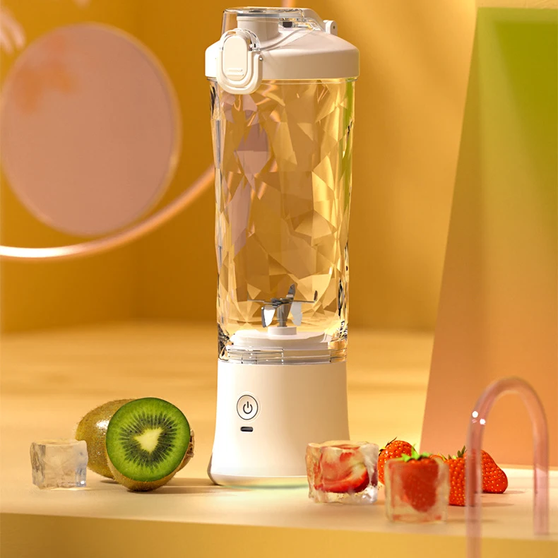 600ML Rechargeable Portable USB Electric Protein Shaker Waterproof Hand Blender with Glass Drinkware and Lid