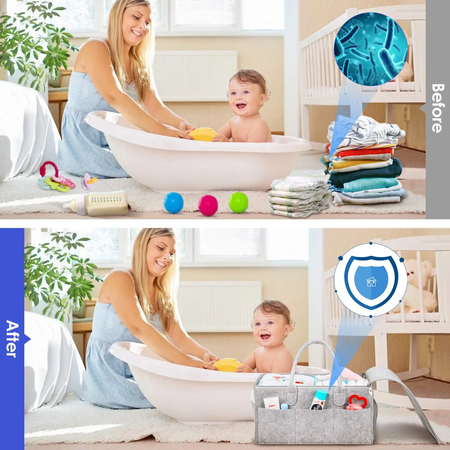 QJMAX Portable Baby Diaper Caddy Organizer Stackers Gift Basket Shower Travel Nursery