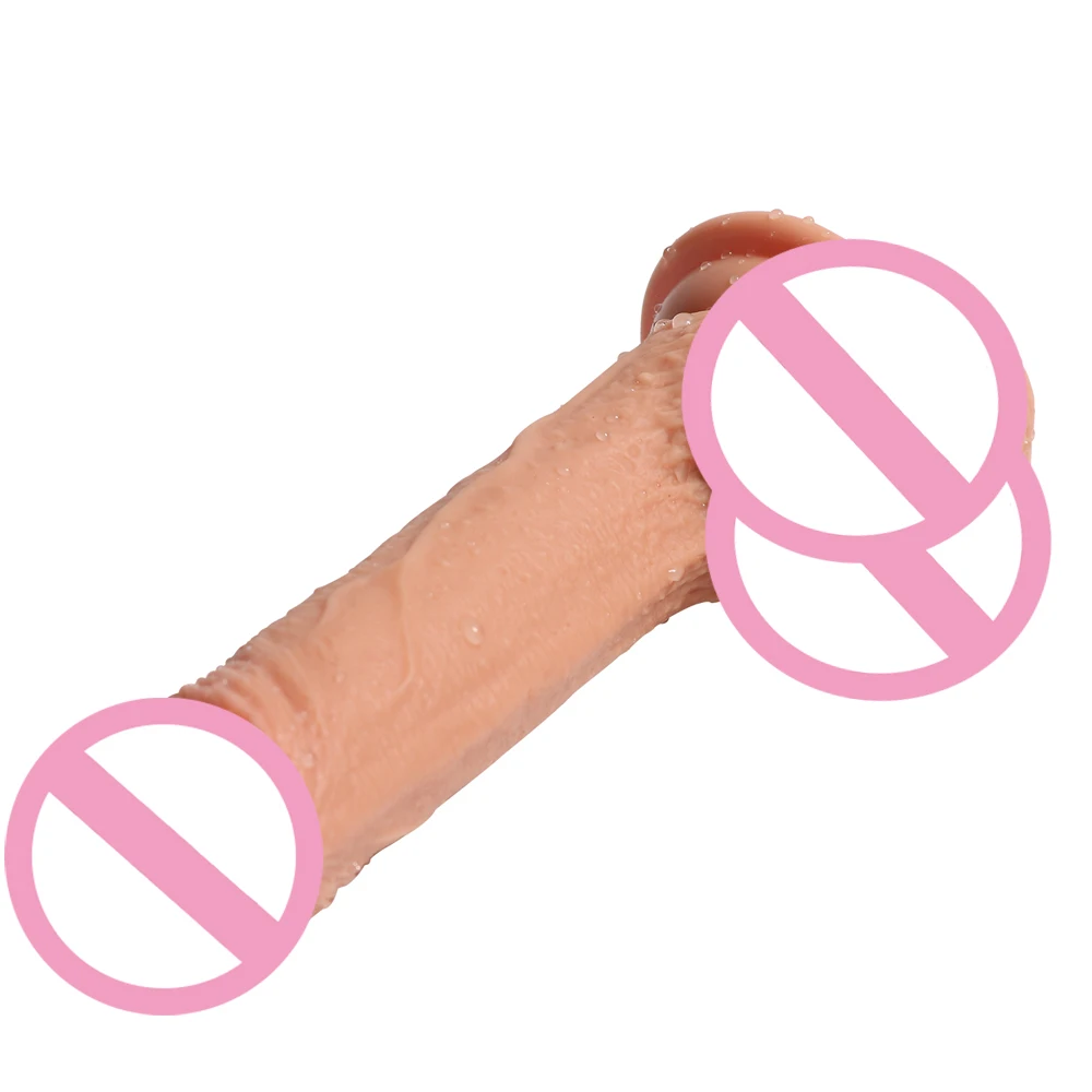 8 inch Realistic Liquid Double Layer Silicone artificial rubber Dildo Lifelike penis for girl sex toy dildo boxes for packaging
