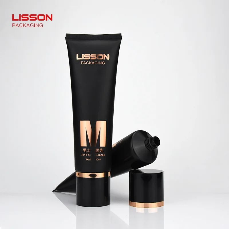 wholesale luxury refillable  body butter lotion in a large tube squeeze facial cleansing tube packaging with acrylic screw cap