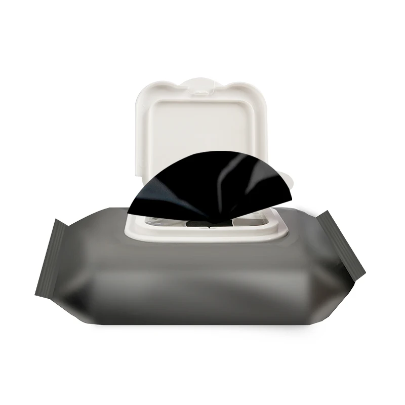 
PERFCT custom logo non-alcohol deep cleaning charcoal makeup remover wet facial wipes with black nonwoven 