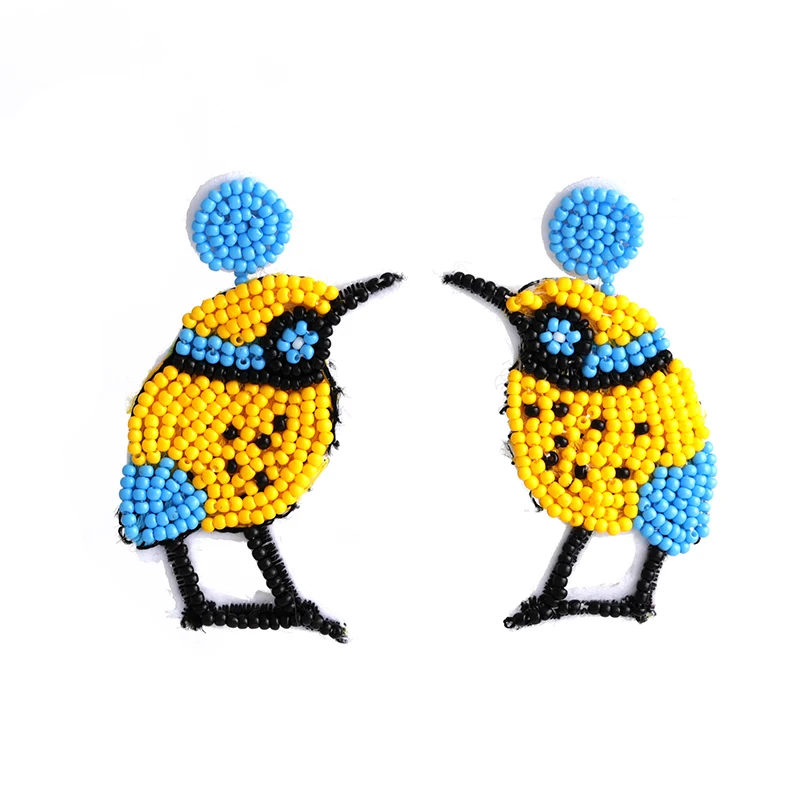 Antique Bohemian Statement Ethnic Colorful Seed Beads Animal Bird Drop Earring for Women Handmade Fashion Jewelry Accessories