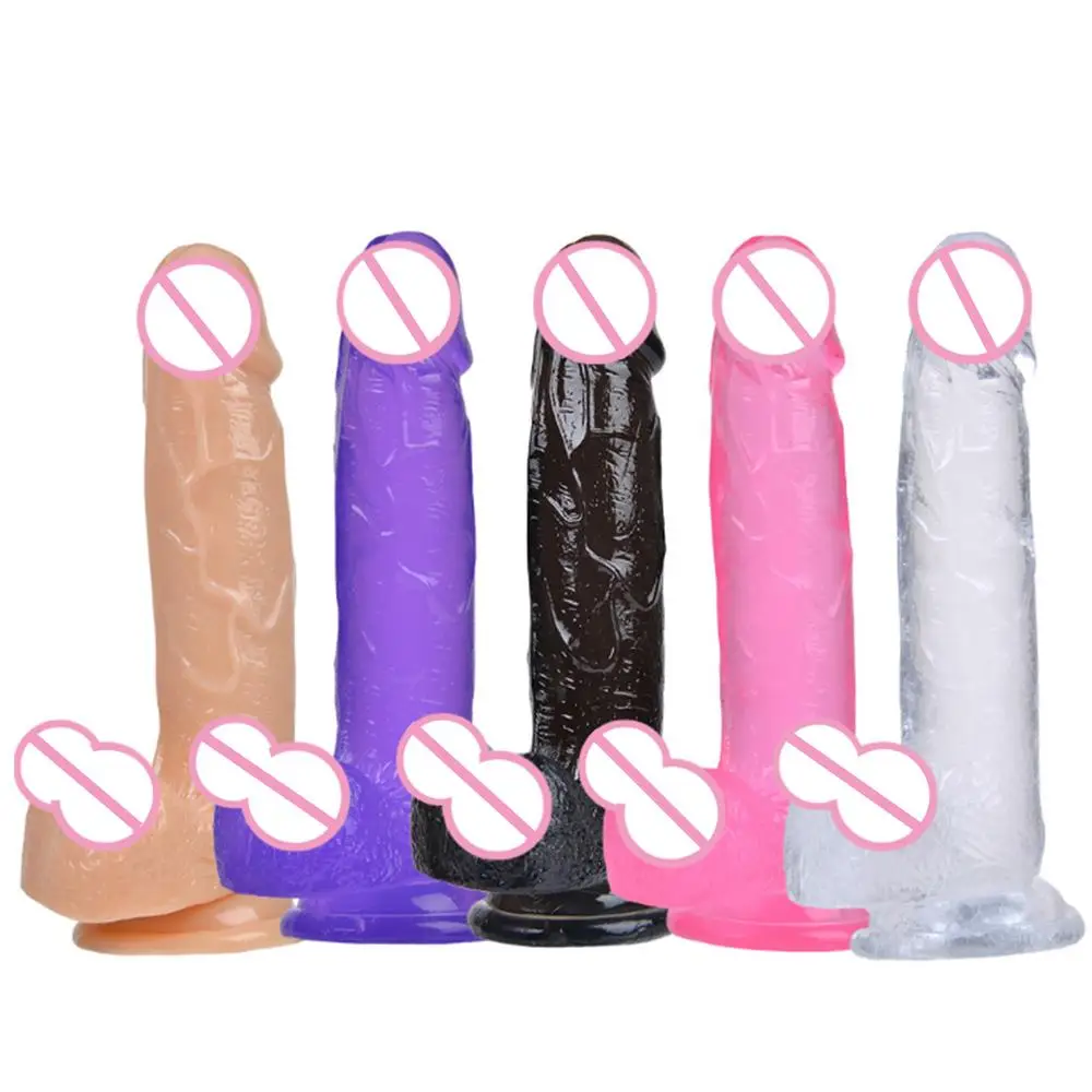 Colorful Adult Sex Toys Realistic Dildos Penis Jelly Sucker Huge Big Transparent Dildo For Women