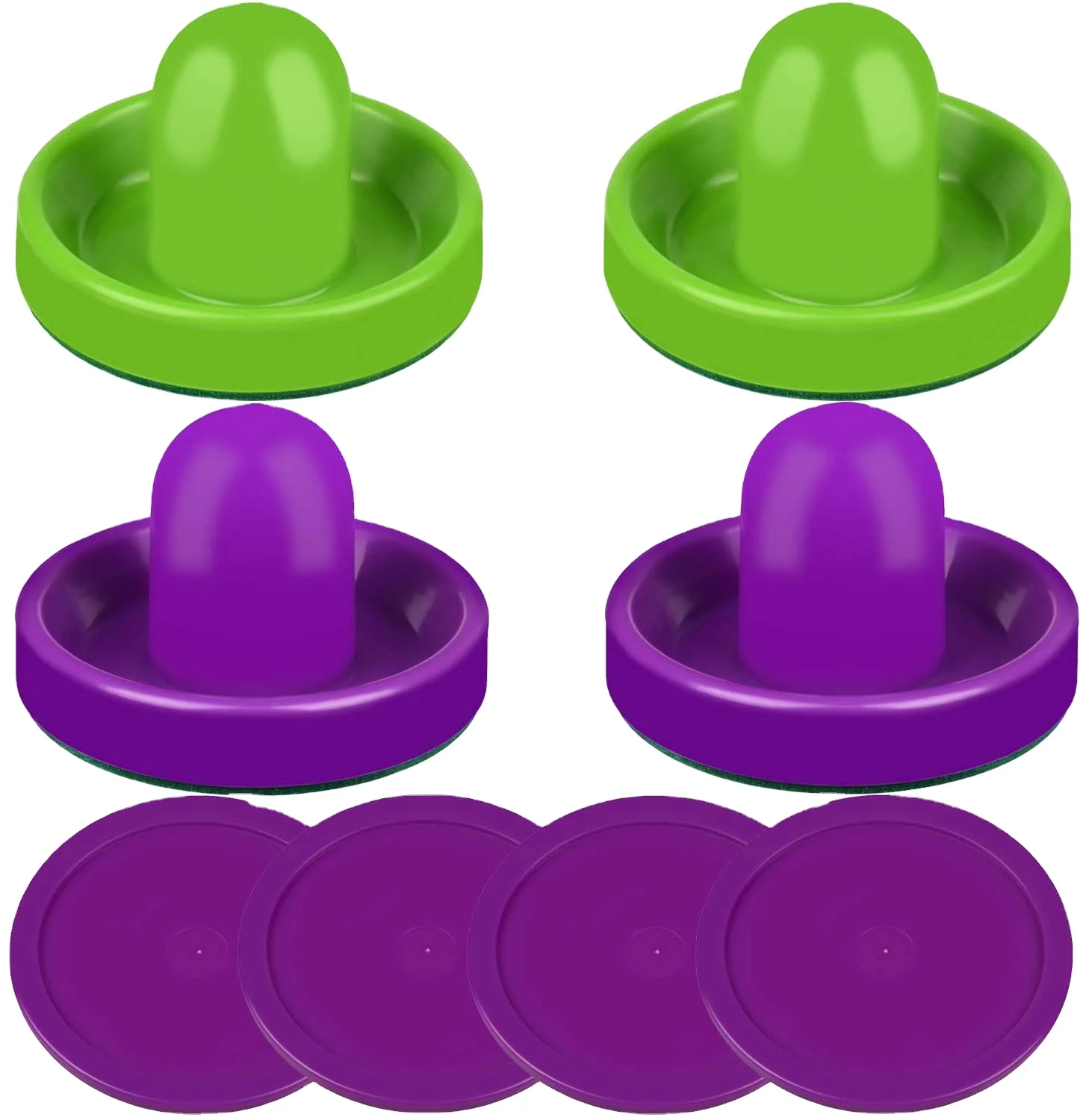 Air Hockey Pushers and Air Hockey Pucks Goal Handles Paddles Replacement Accessories for Game Tables (4 Striker, 4 Puck Pack)