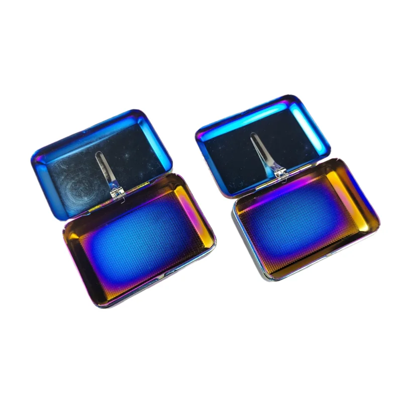 Ultra thin luxury metal cigarette box gradient color 20pcs waterproof and moisture-proof cigarette box