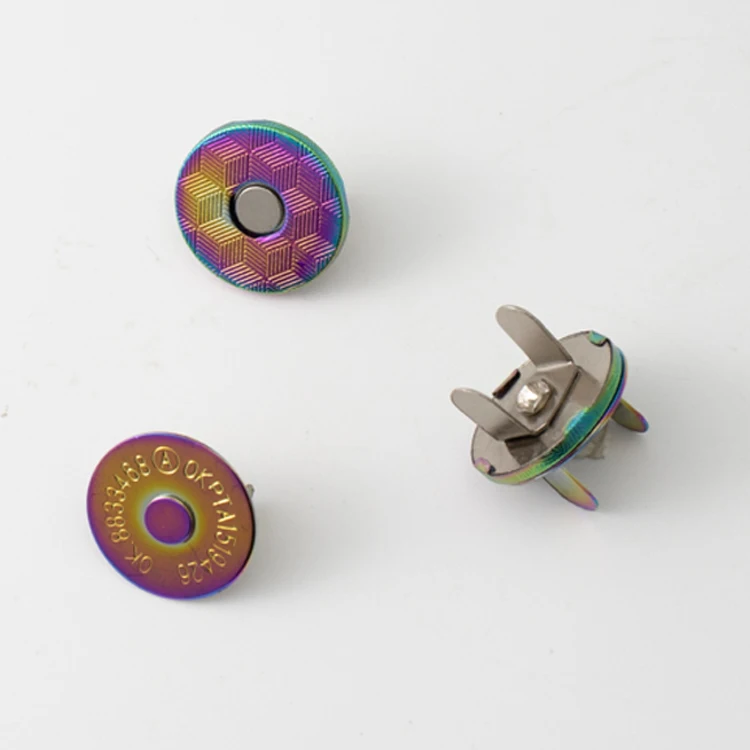 Magnetic snap rivet quick release buckle dress up custom logo metal lock gun 14mm button magnetic button