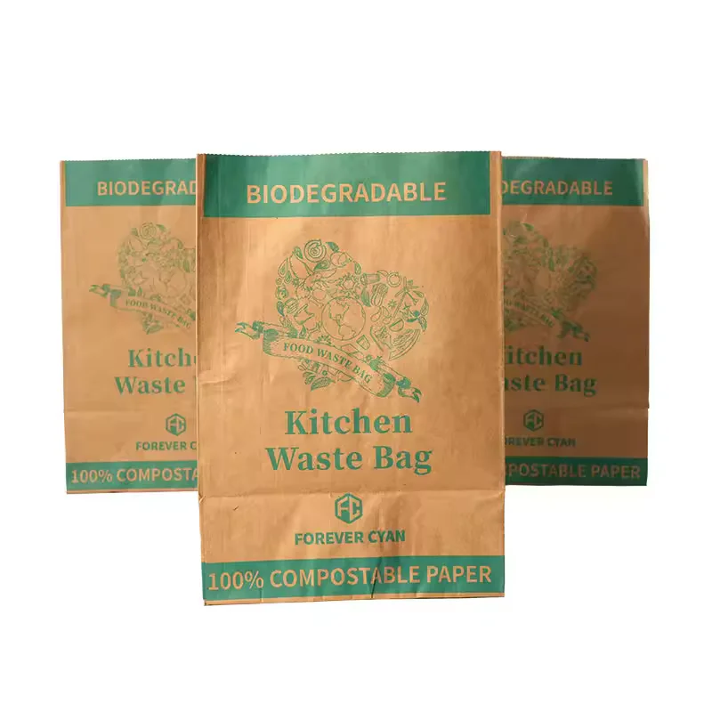 China Factory Supply Eco-friendly PLA Compostable Biodegradable Waterproof Oilproof Kraft Paper Bag With Logo