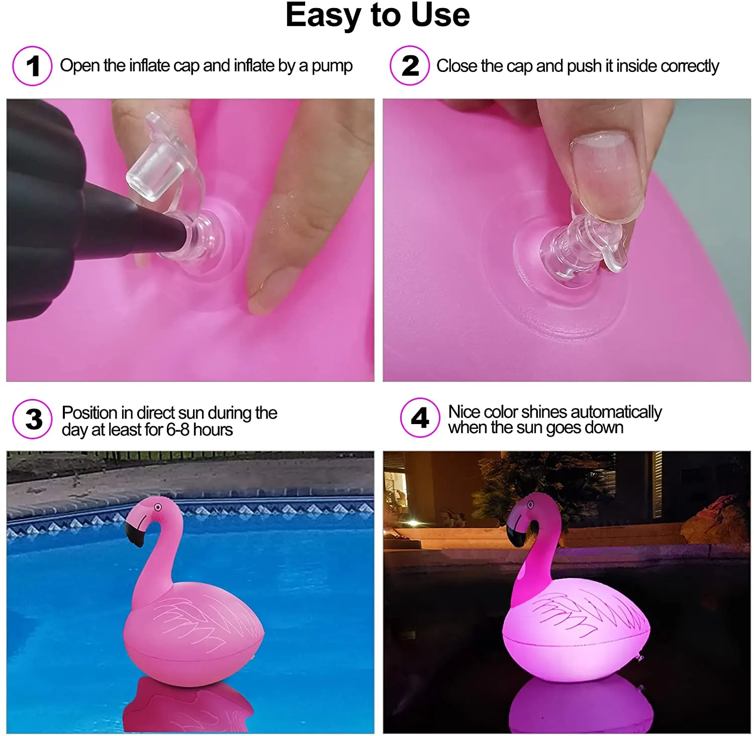 Lawn Wedding Festival Pool Night decoration Solar Flamingo Inflatable flashing water ornament  float