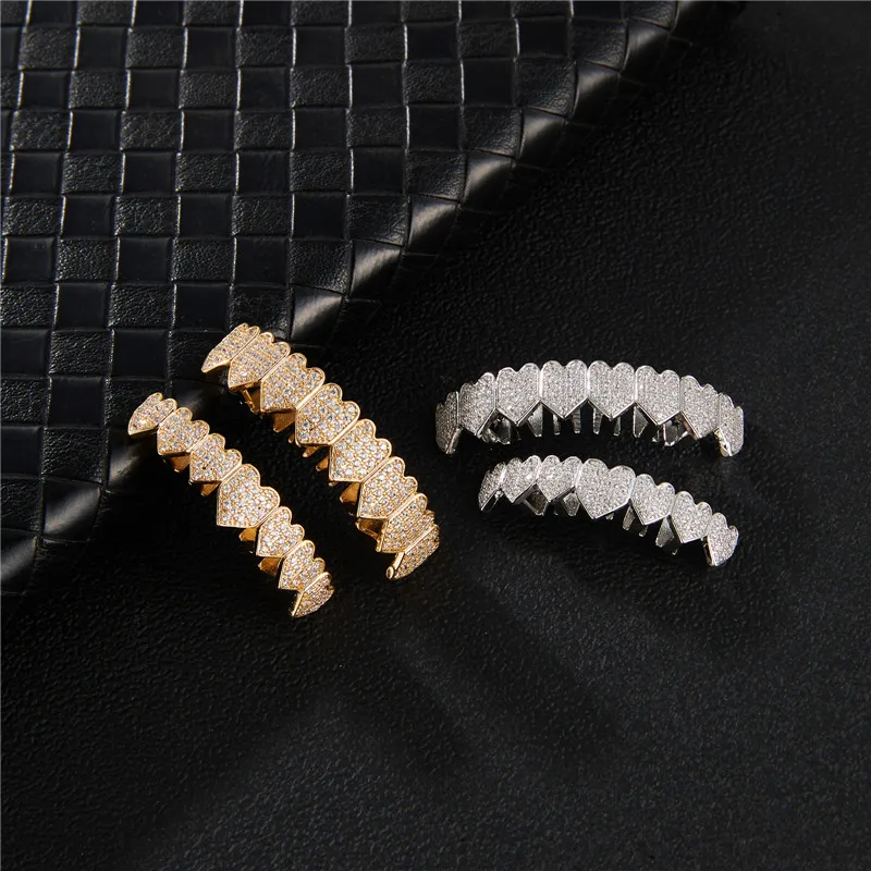 2023 New Customized Hiphop CZ Paved Zircon Denti Grillz 8Gold Teeth Luxurious Design for Men Specially Designed for Gift