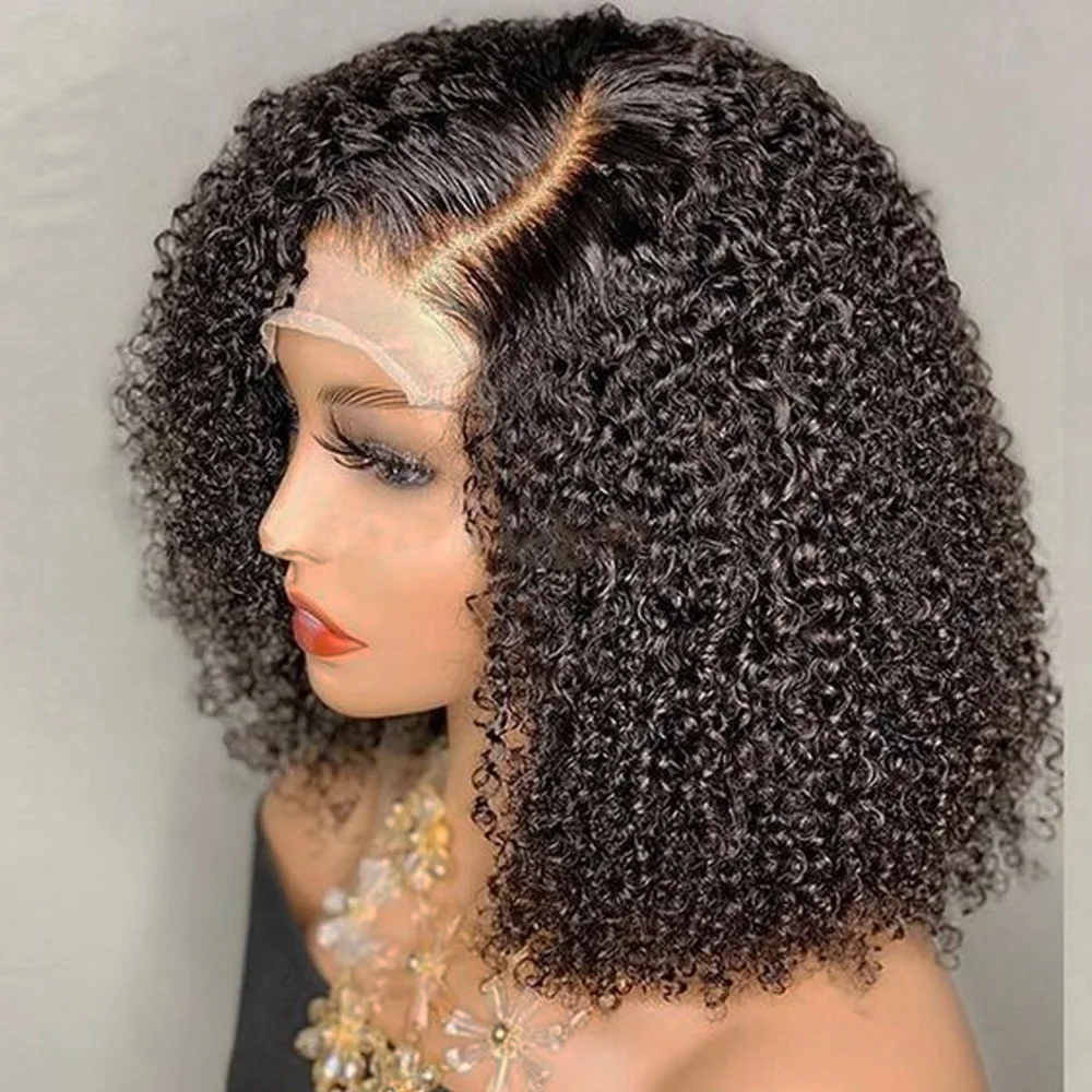 Kinky Curly Short Wigs Human Hair 13X6 Lace Front,Raw Brazilian Water Curly Bob Hair Wig,Perruque Short Deep Wig For Black Women