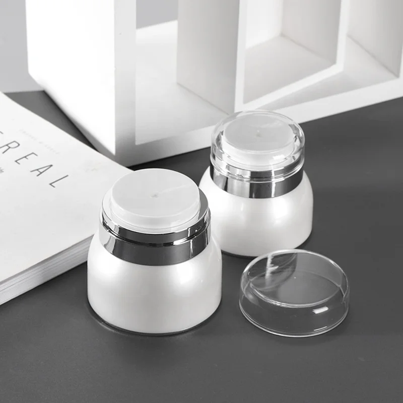 China Supplier Plastic Acrylic Elegant Airless Pump Lotion Bottle Set And Cream Jar Cosmetic Jars With Clear Lids