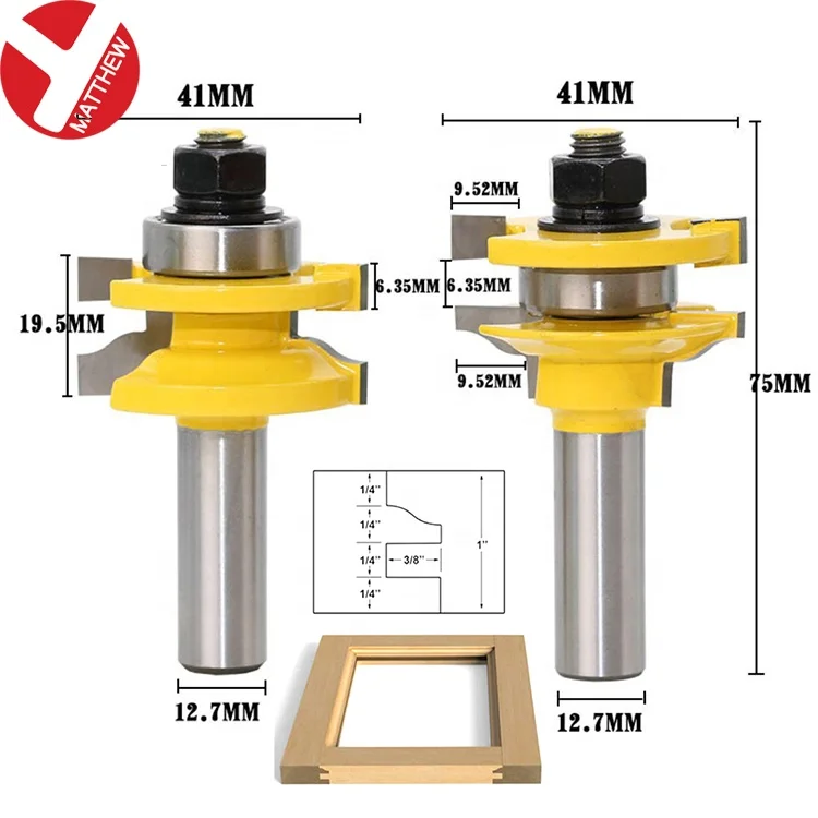 Набор фрез с твердосплавным наконечником и круглым хвостовиком 1/2 дюйма, 3 шт.
