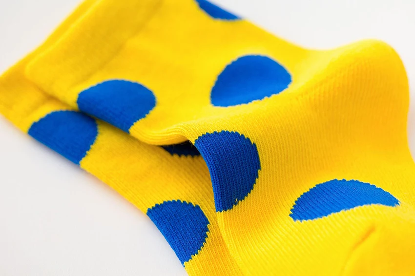 5 Pairs Assort Knitted Colorful Dots Happy Kids Baby Crew Socks Set Casual Cotton Vivid Children Socks