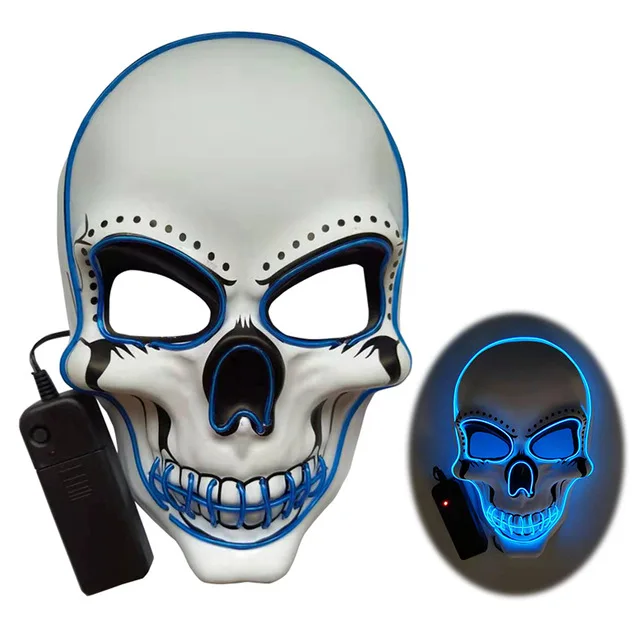 Halloween LED Mask Horror Ghost Head Men  Women EL Cold Light Mask