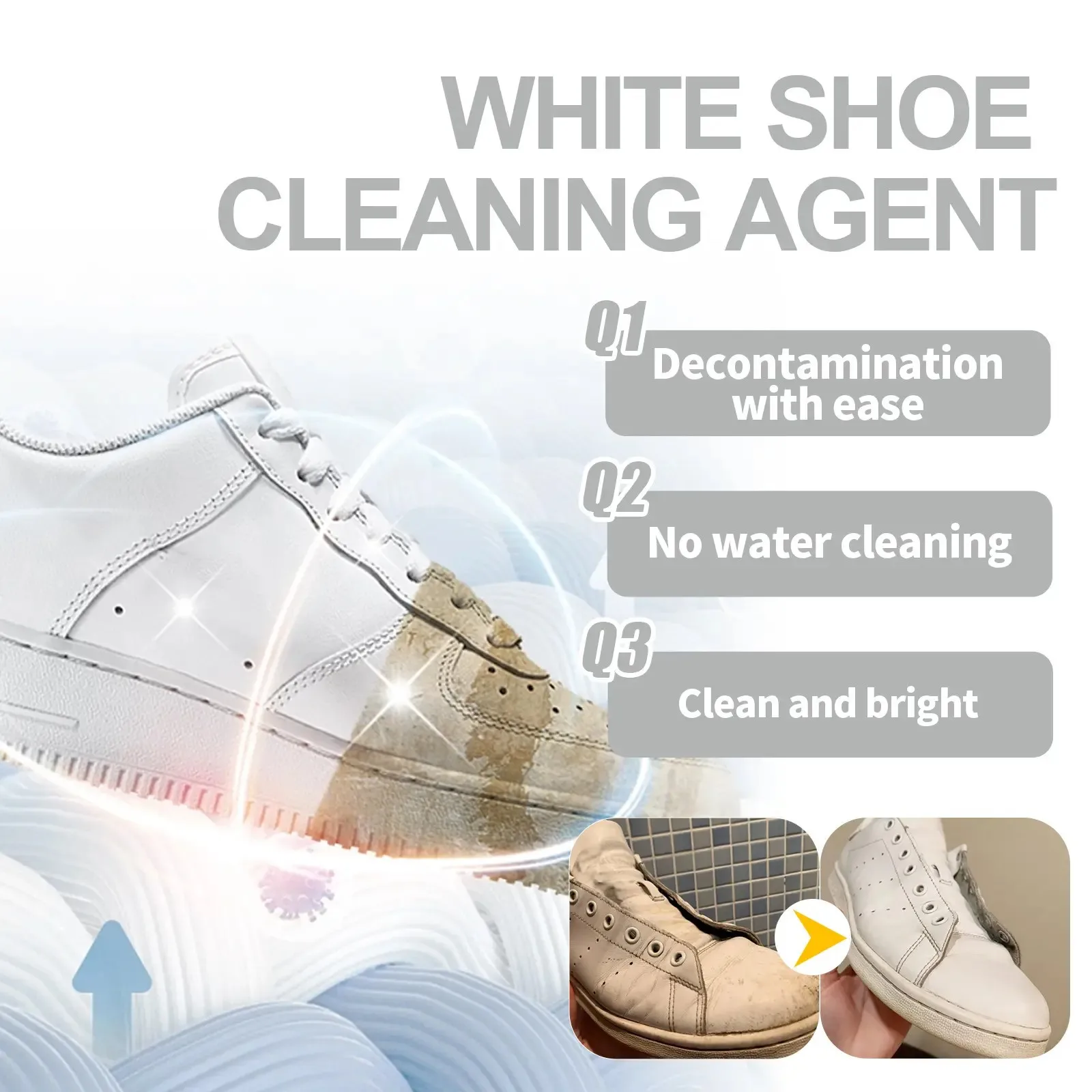 Upgraded plant-based unisex formula hand care does not hurt shoes wet and dry shoes cleaner
