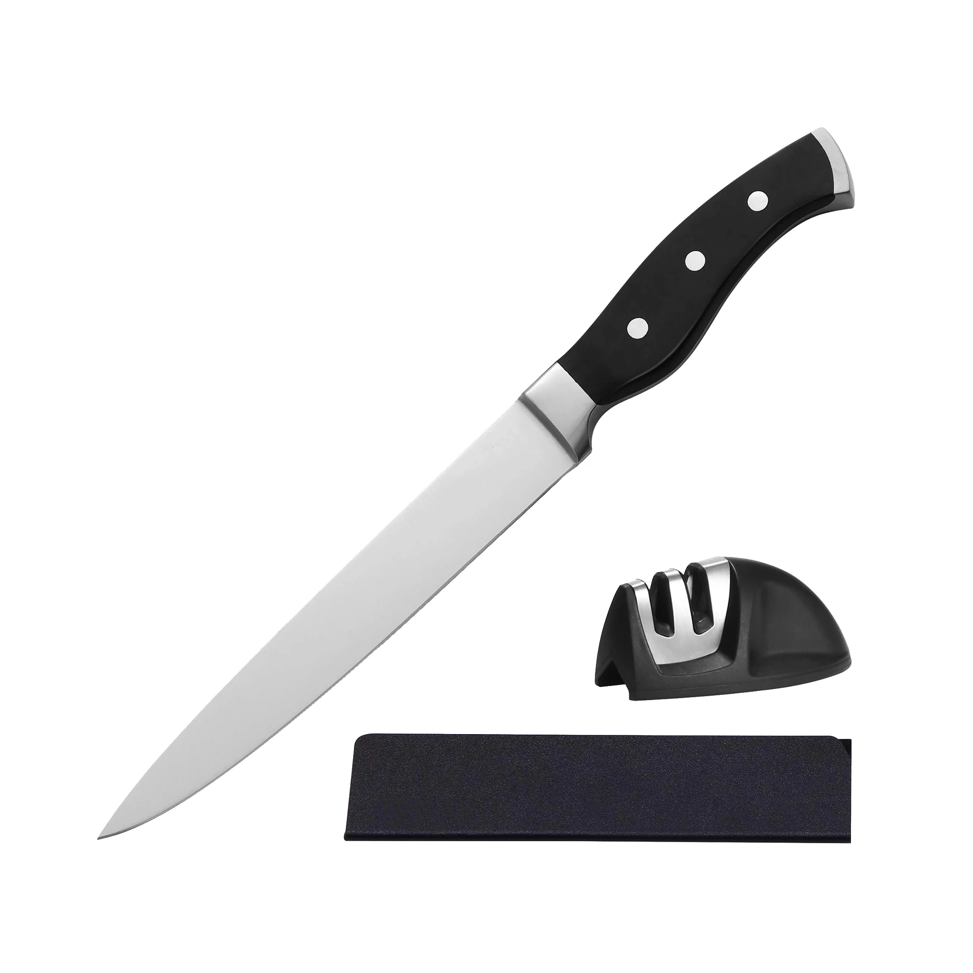 New design slicing meat knife kitchen Ham Meat Slicing Granton German Steel 8 inch carving knife with abs handle