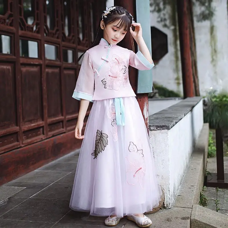 Девушка Hanfu Kid Tang оптовая продажа китайский костюм традиционное детское для девочки