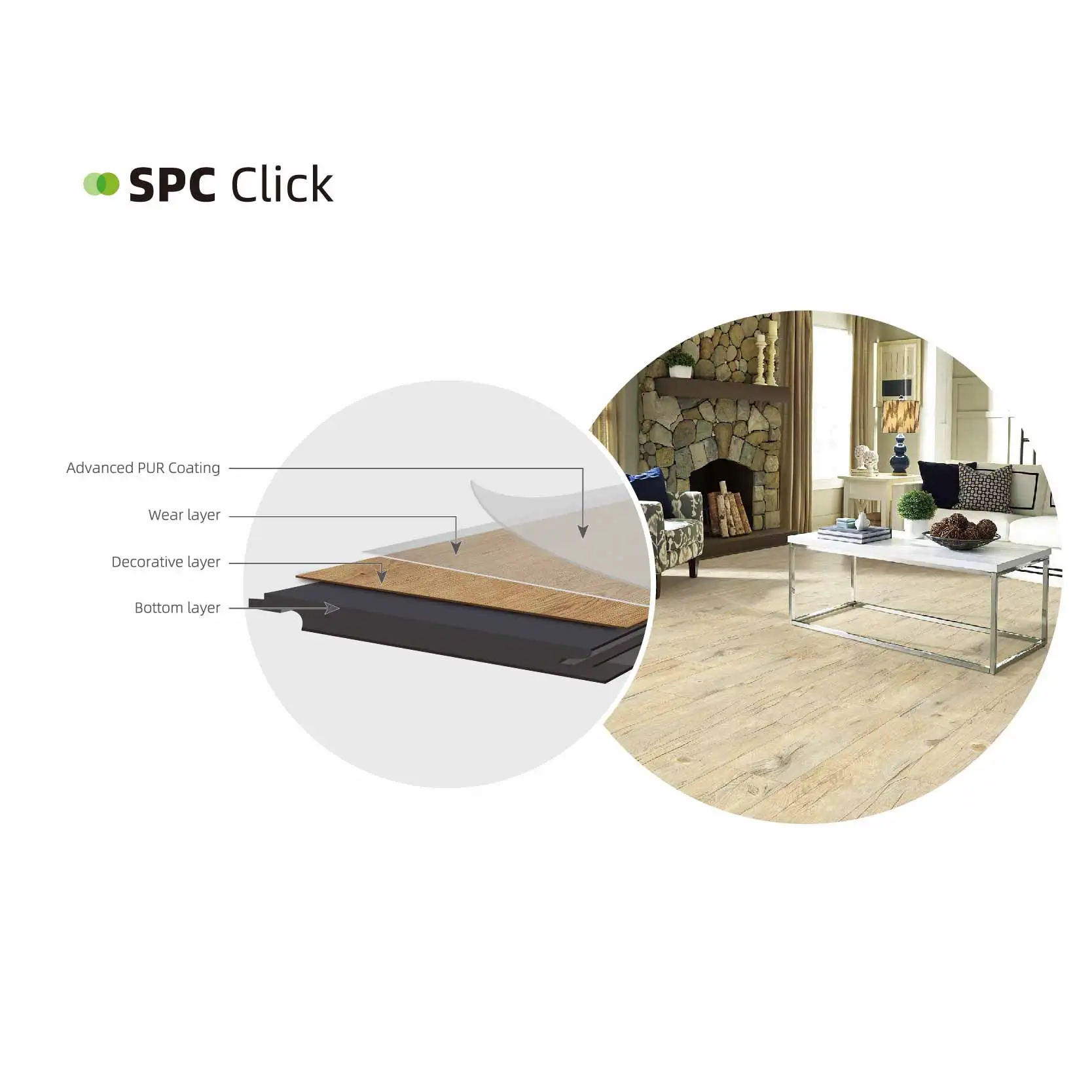 Eco Friendly Click Luxury Vinyl Plank SPC Flooring  Waterproof Hybrid Pvc Piso De Vinil