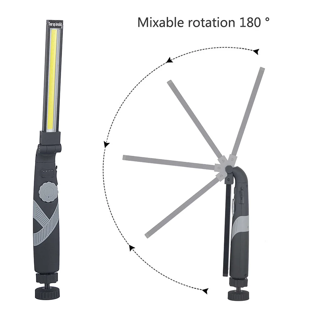 Portable Magnetic Work Light COB LED Work Lamp USB Rechargeable Flashlight Flexible Inspection Lights Emergency Rotary Torch