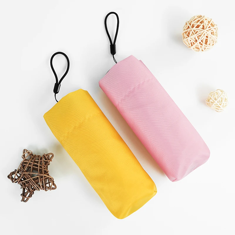19 Inches Super Light Mini Small Umbrella Sun Protection Custom Logo Manual Open Flat Folding Umbrella