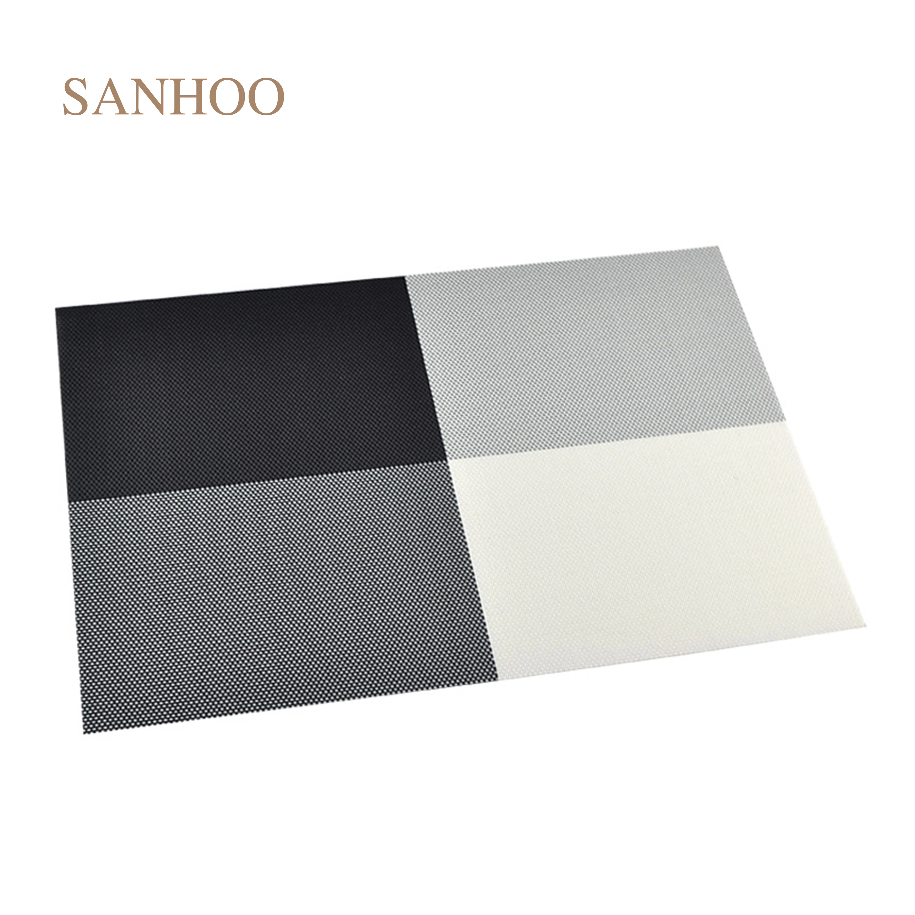 Оптовая продажа Нескользящие теплоизоляционные коврики для кухонного стола SANHOO из ПВХ прямоугольные тканые Роскошные
