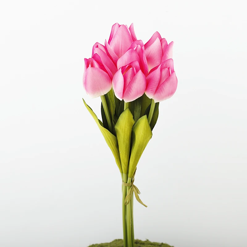 New Soft Latex 7 Heads Flower Tulip Artificial flower Bouquet Parrot White Tulip for Event Decor Decoration