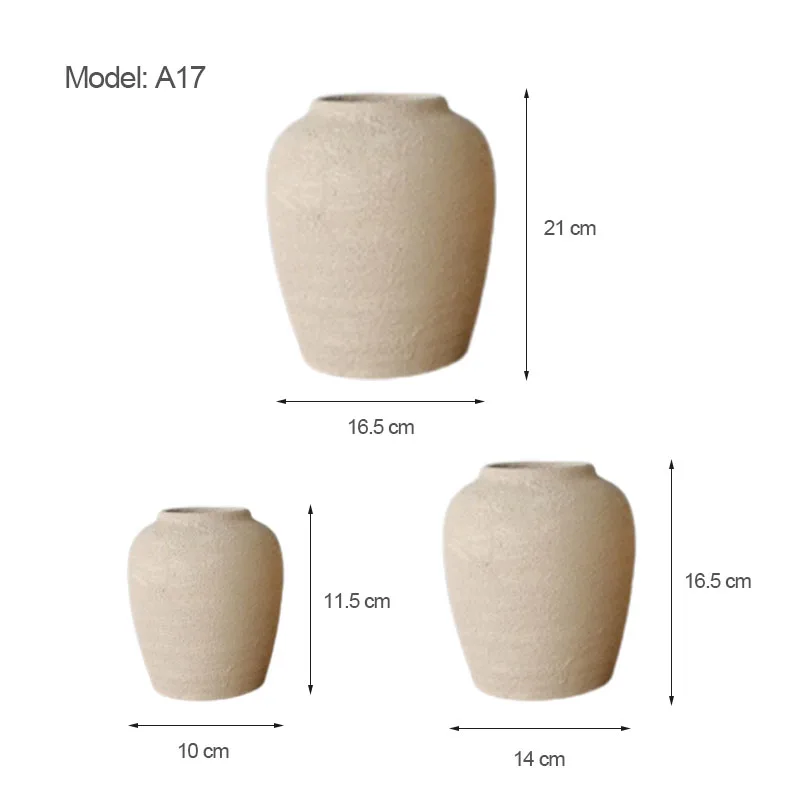 Wholesale Clay Vases Ceramic Chinese Small Home Decor Vase Set for Living Room Simple Handmade Rustic Custom Flower Vase