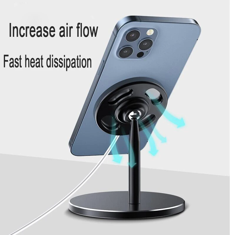 Вращающийся на 360 градусов держатель-подставка из алюминиевого сплава для iPhone 12, беспроводная зарядная док-станция MagSafe