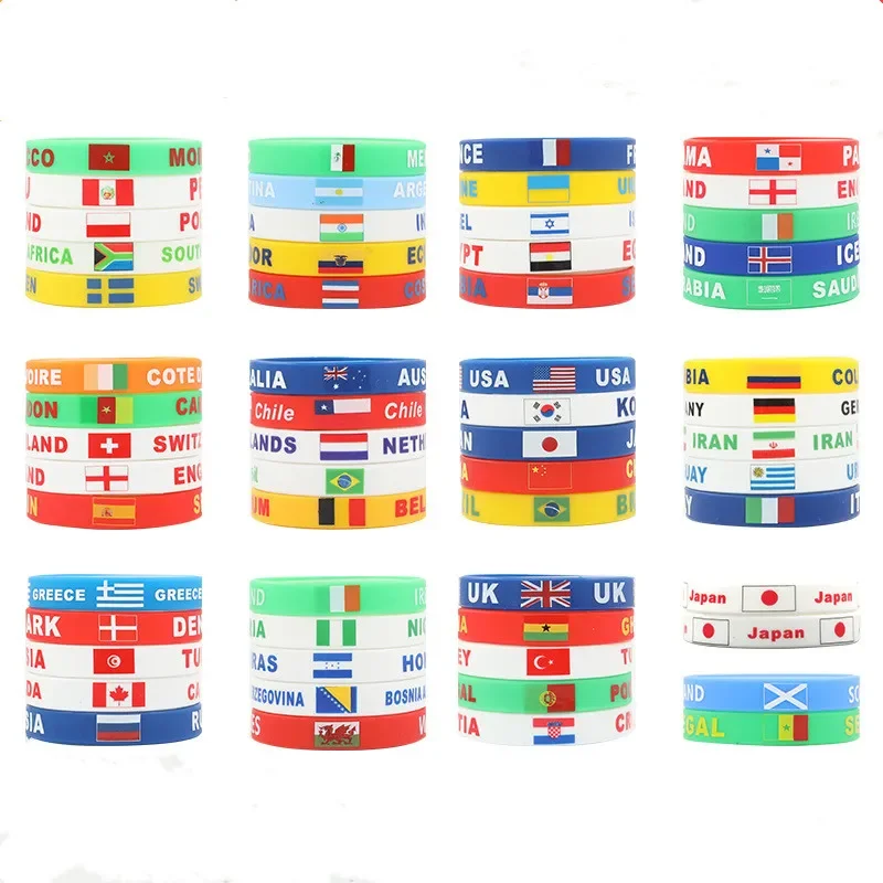 Personalized Ink Injected Wrist Band Rubber Bracelet National Flag Custom Logo Silicone Wristband For Promotional Business Gifts