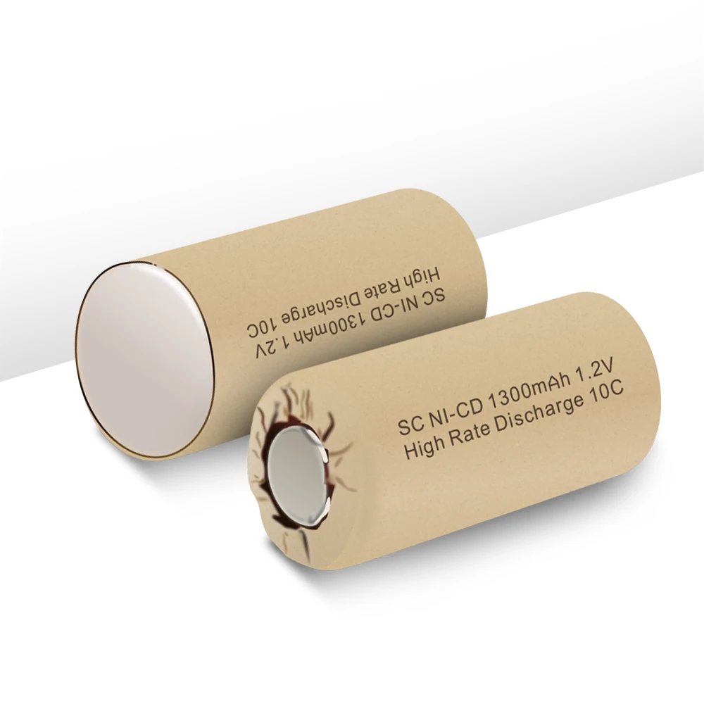 High Performance Rate SC NICD 1.2V 1300mAh 10C Discharge Flat Rechargeable Battery