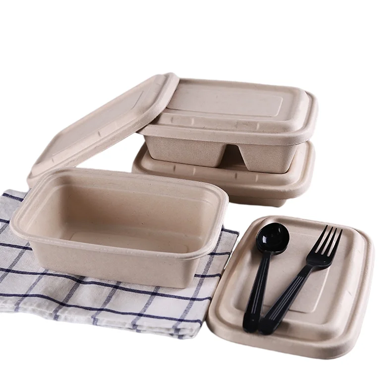 Compostable wheat straw pulp lunch food box disposable take out food container