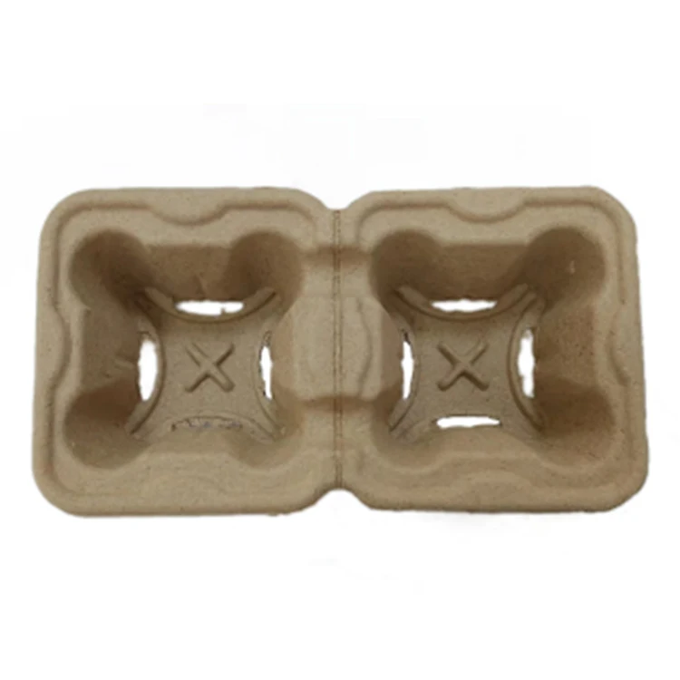 Biodegradable Tea Drink Coffee Packaging Tray Paper Cup Carrier With 2/4 Compartment Disposable Cup Holder