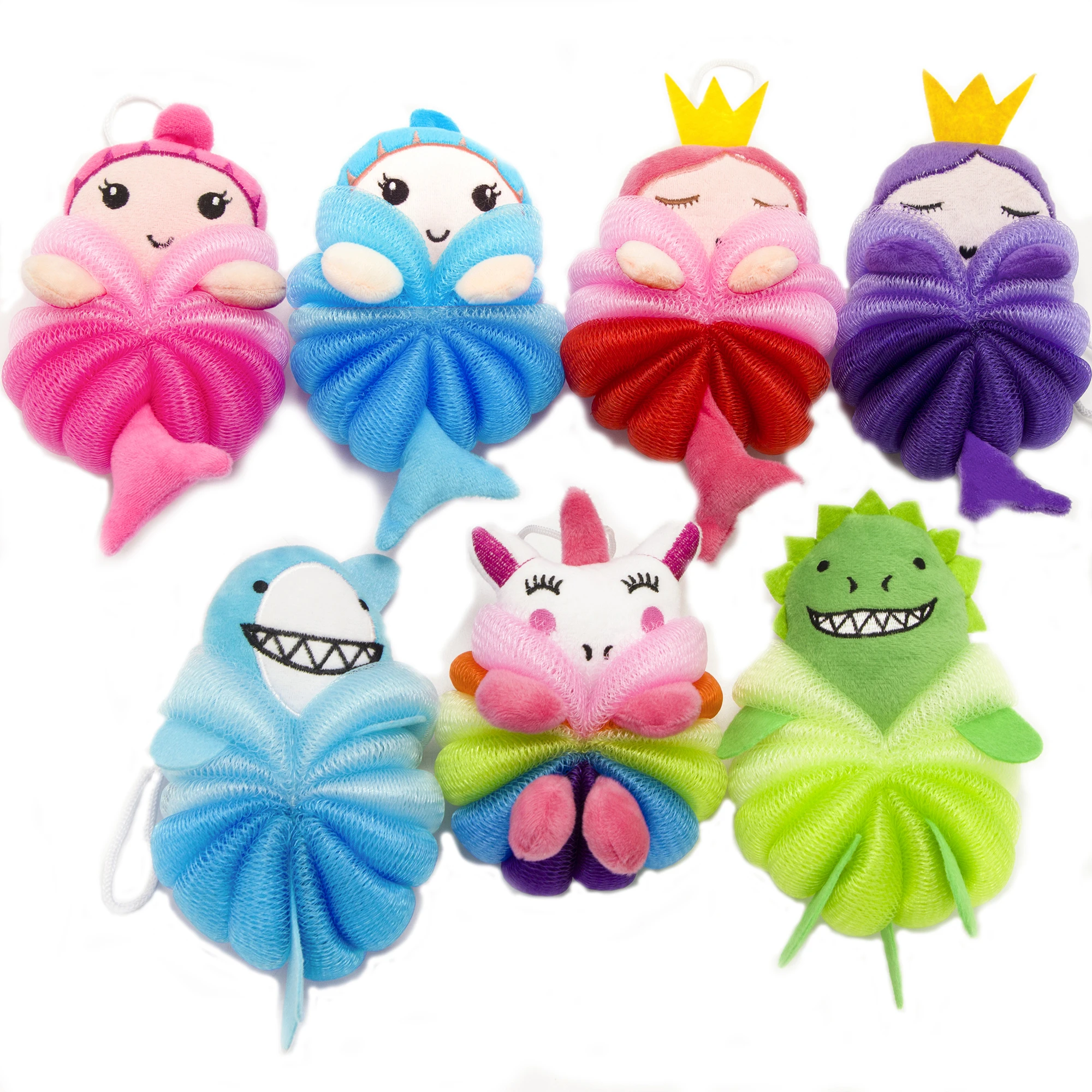 Cartoon Bath Loofahs Kids Toddler Body Sponge Cute Body Scrubber Mesh Loofah Bath Sponges Shower Washing Exfoliating