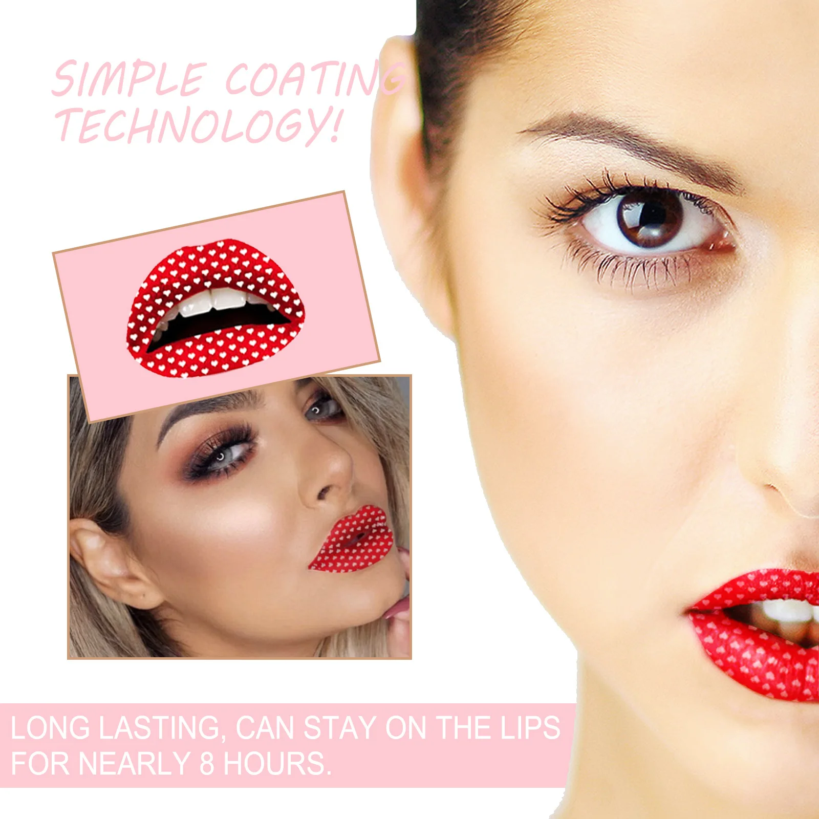 Hot sale European and American diamond polka dot pattern lipstick lip sticker stage nightclub party trend style lip sticker