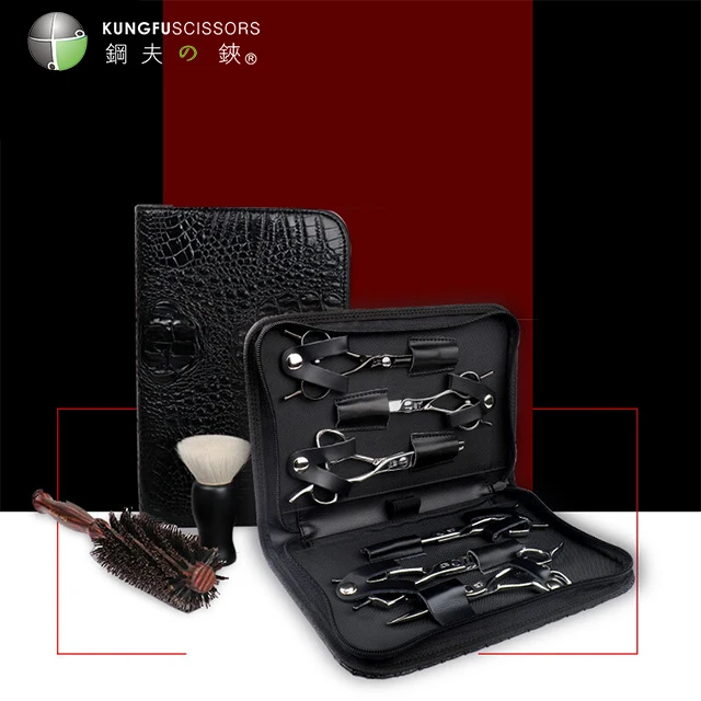 KUNGFU Hairdressing Scissors Japan Barber Set Professional Hairdressing Sliver Hairdressing