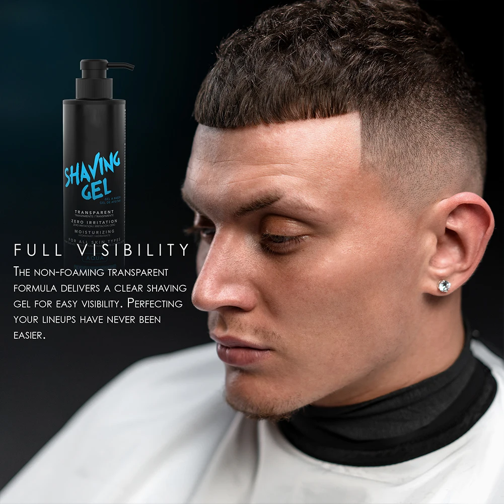 Private Label 400ML Shaving Gel Aloe Vera Vitamin E Moisturizing Soothing Mens Grooming Shaving Gel For Beard Care