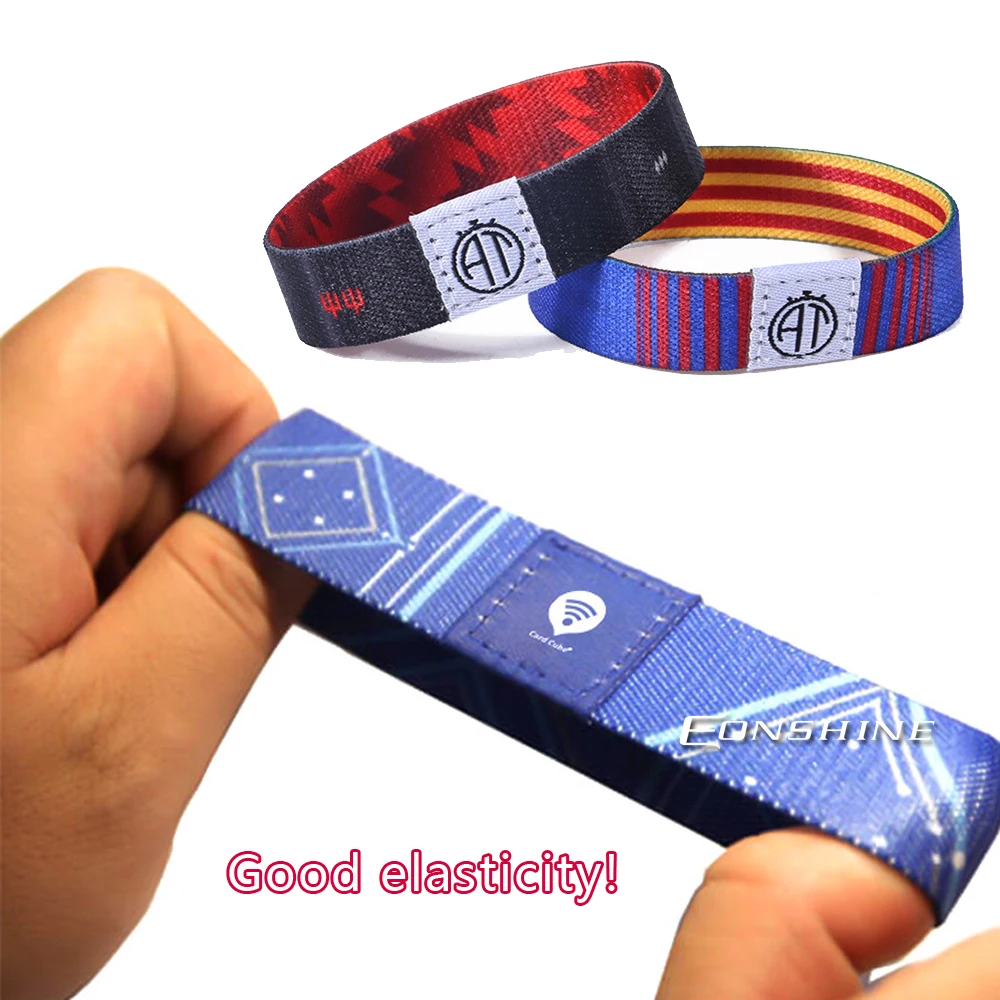 Custom Design Elastic Hand Band Smart Door Lock Sublimation Printed NFC RFID Wristbands Elastic