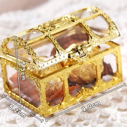 treasure box Gold Transparent Plastic Wedding Gift Boxes Baby Shower Candy jewellery box
