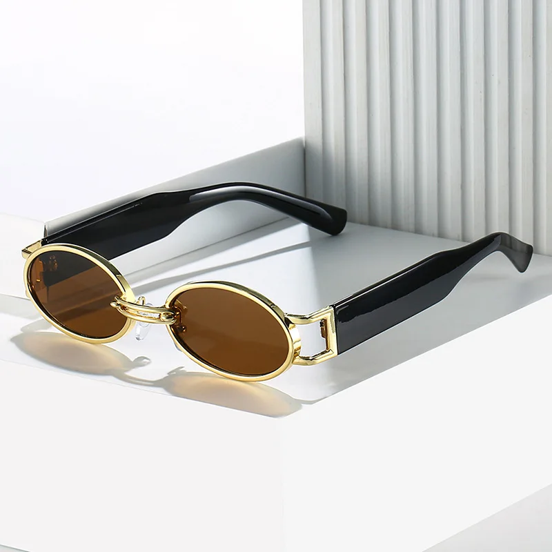 DL Glasses retro metal Y2K oval sunglasses steampunk small frame eyewear  vocation trendy korean  ladies spectacles