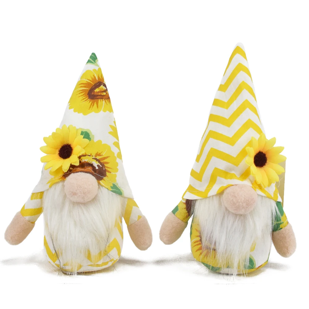 6 Inch Handmade Summer Tropical Holiday Sunflower Flower Gnomos Gonk Tiered Tray Decor Small Yellow Plush Gnomes