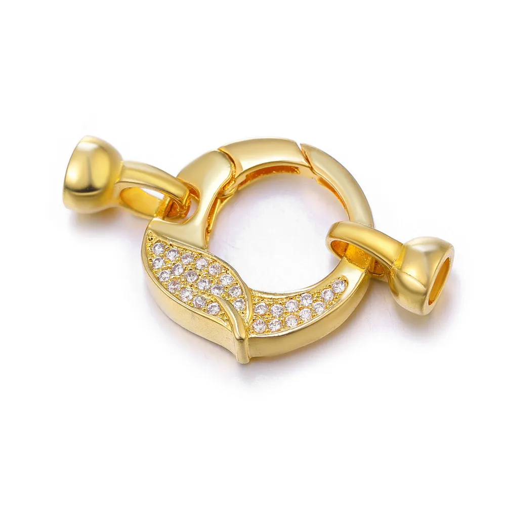 Diy Jewelry Accessories Double Side Connectors Zirconiz Rhinestone Leaf  Round Lobster Clasp