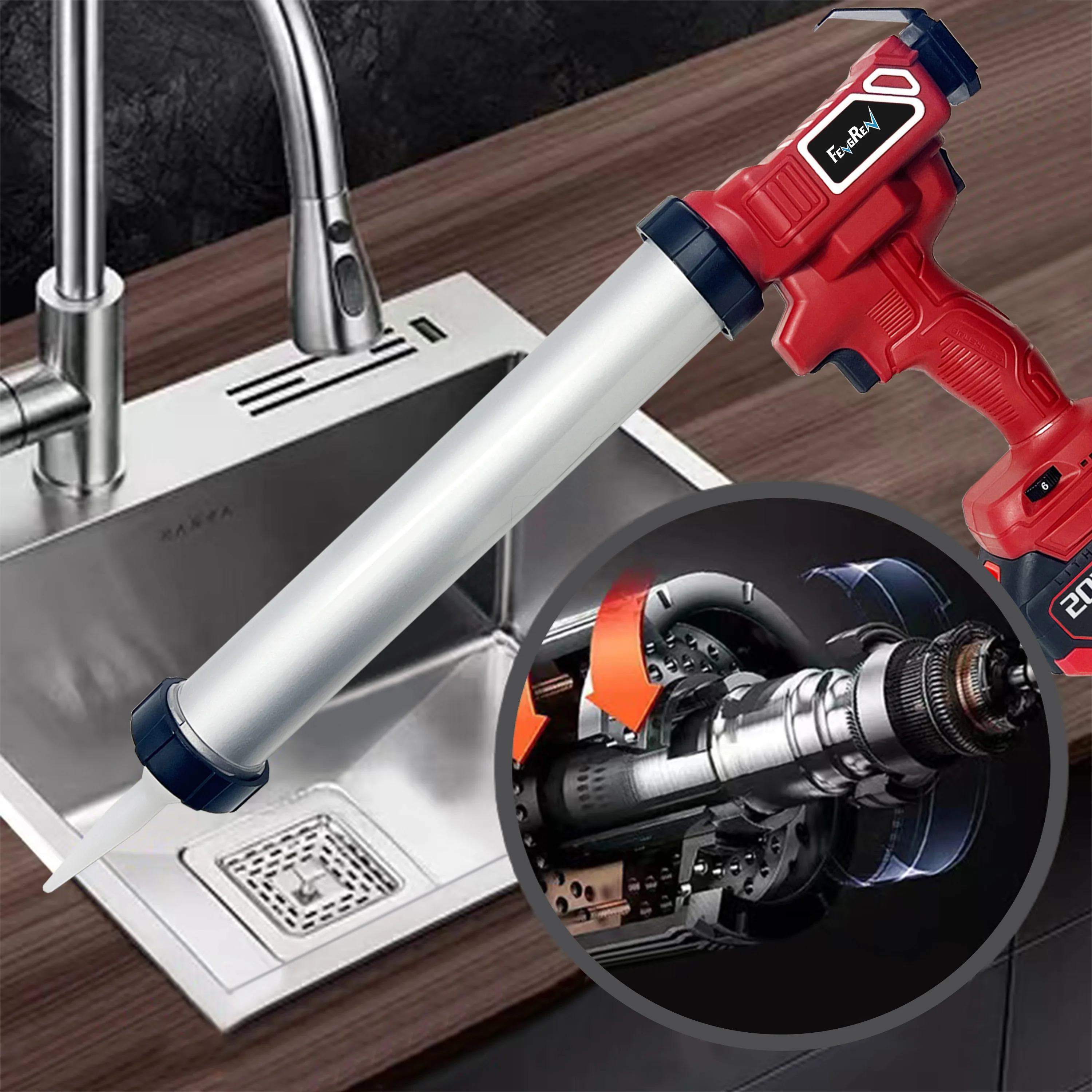 20v cordless soft hard universal structural battery electric glass glue cordless caulk gun for epoxy resin