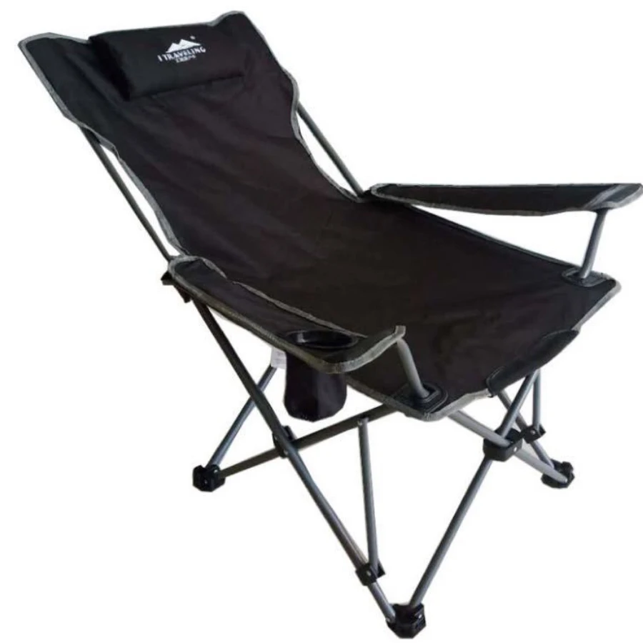 Outdoor folding chair fishing chair portable sitting and lying dual-purpose recliner lunch break bed camping beach chair multifu