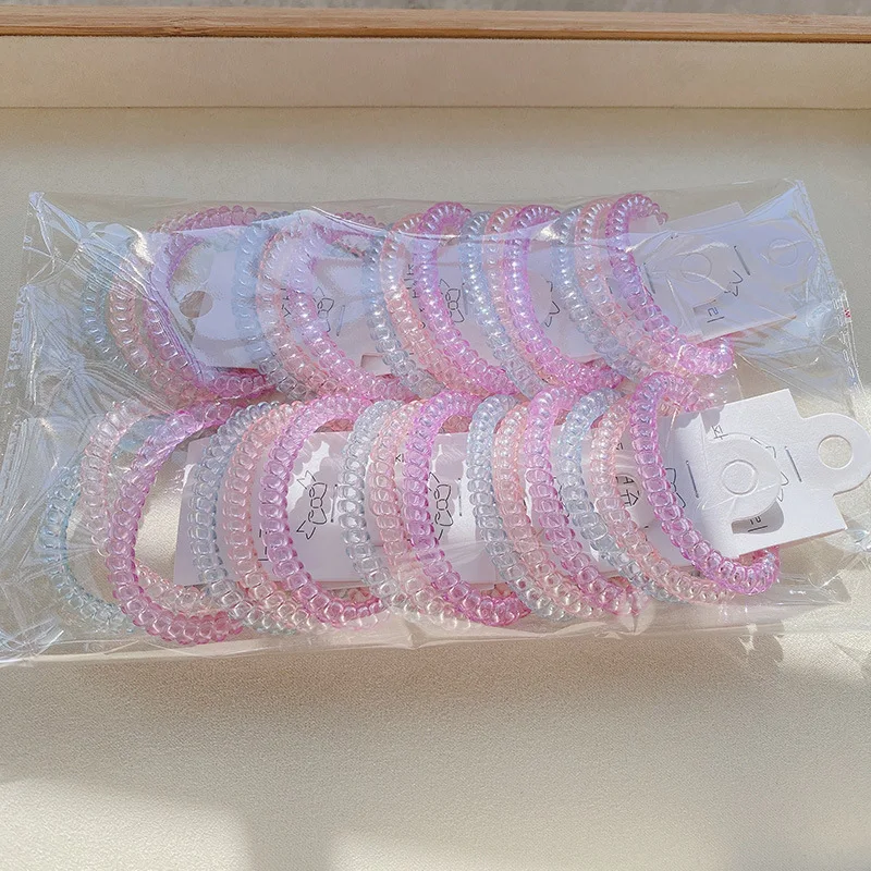 3pcs/set Spiral Hair Ties Transparent Jelly Scrunchie with Spiral Ring Korean Spiral Coils Fashionable Hair Accessories