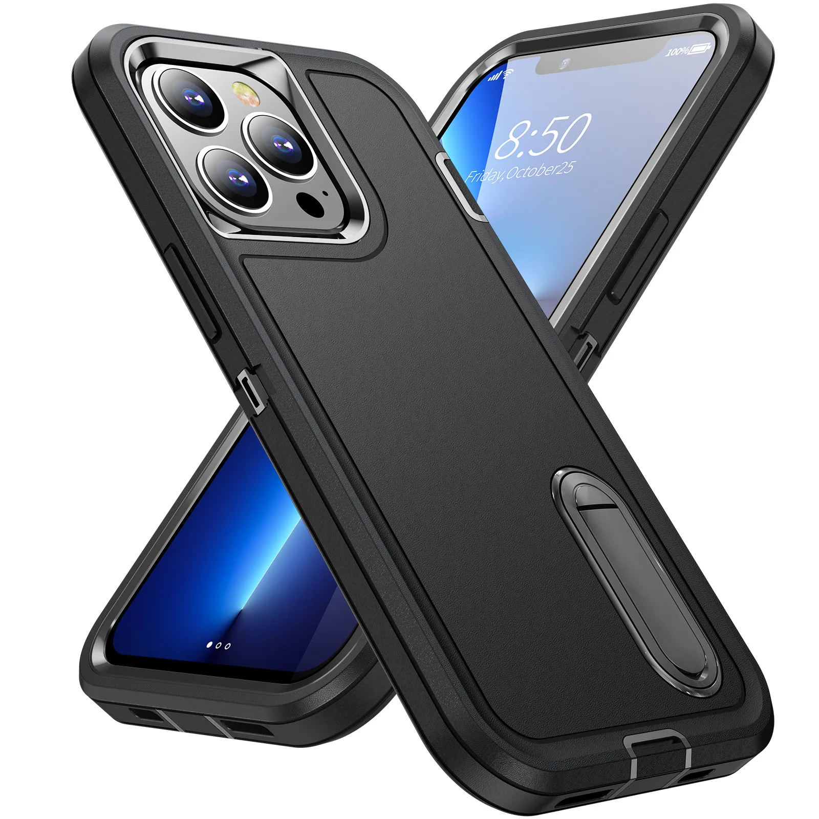 Triple Defense Anti-Drop Phone Case for iPhone 13/13pro/13pro max Heavy Duty Armor Case with Kick Stand