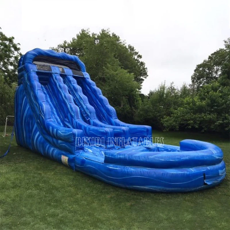 Blue Crush Dual Lane Playground Inflatable Water Slide With Pool For Adults And Kids