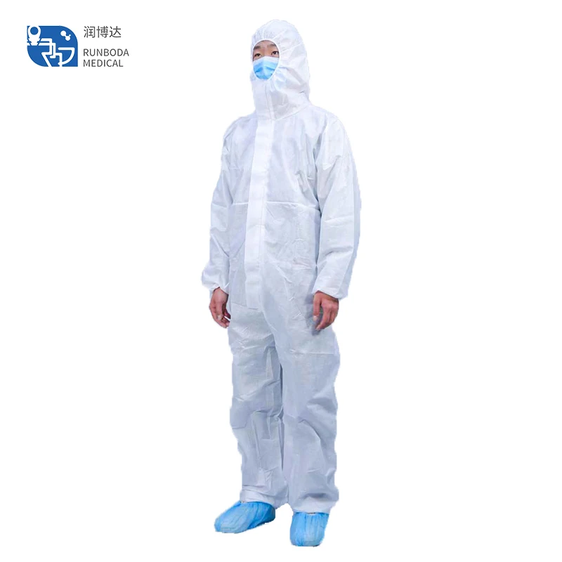 hazmat suits disposable construction coveralls medical pp sms zipper white disposable coverall with hood china trade