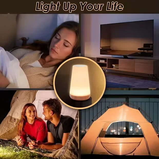 Night Light LED Lamp Touch Bedside Table Night Light creative wood USB Rechargeable Bar colorful atmosphere pat light bedroom