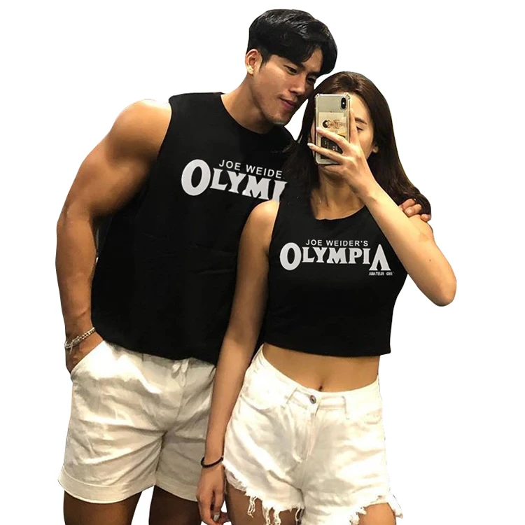 Custom mens women  muscle running logo athletic cut off tank tops bodybuilding fitness singlet workout training Gym  sweat Vest