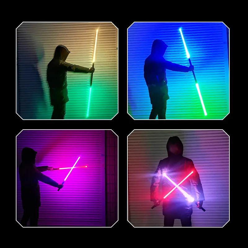 New Mix Colors 2 In 1 Anime Toy Metal Hilt Laser Sword Light Saber Kids Cosplay Rgb Lightsaber